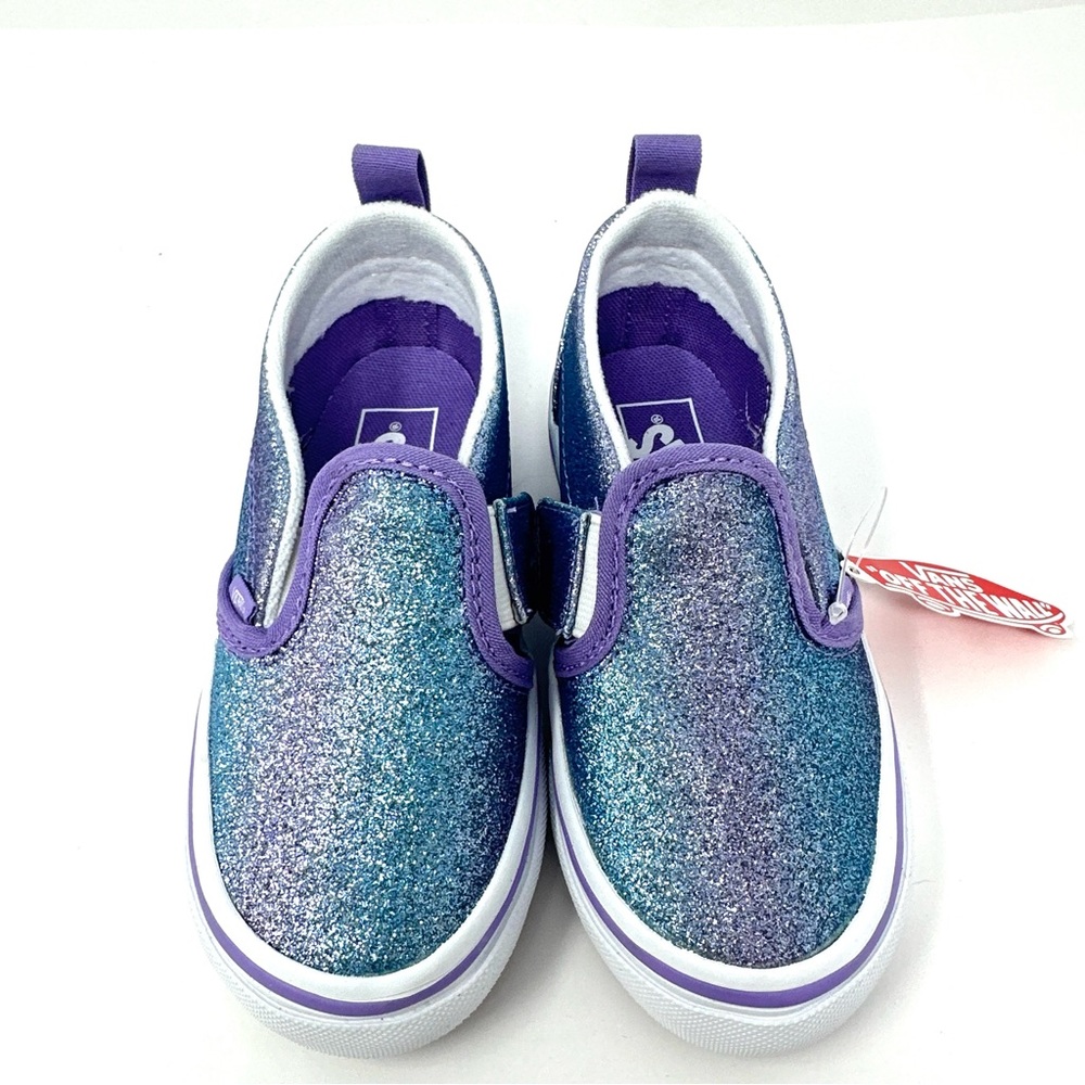 Vans Slip On V Ombre Glitter Toddler Girls Shoes - Picture 3 of 9